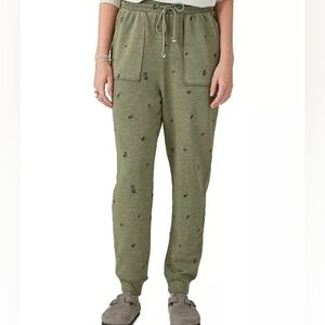 Floral Embroidered Reverse Terry Jogger Pants Size XS